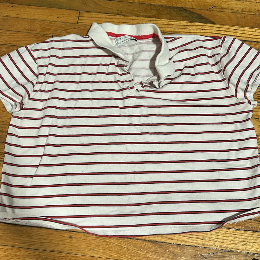 Urban outfitters striped cropped polo